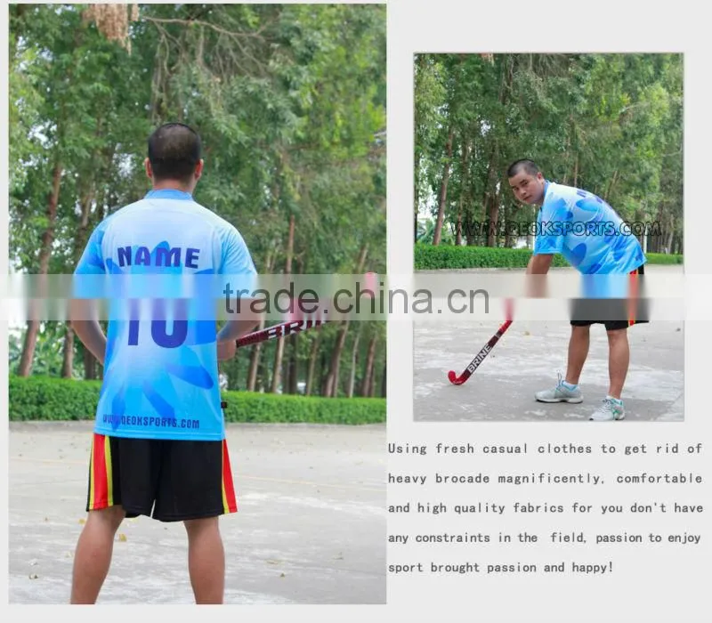 Light Blue with Flower Pattern Men's Hockey Shirts Hockey Wear