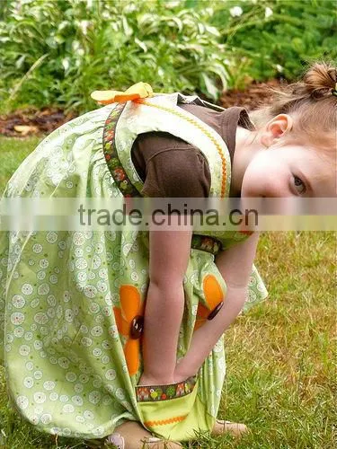 joyous and bright yellow thanksgiving Toddler/kids sunflower print Smock dress