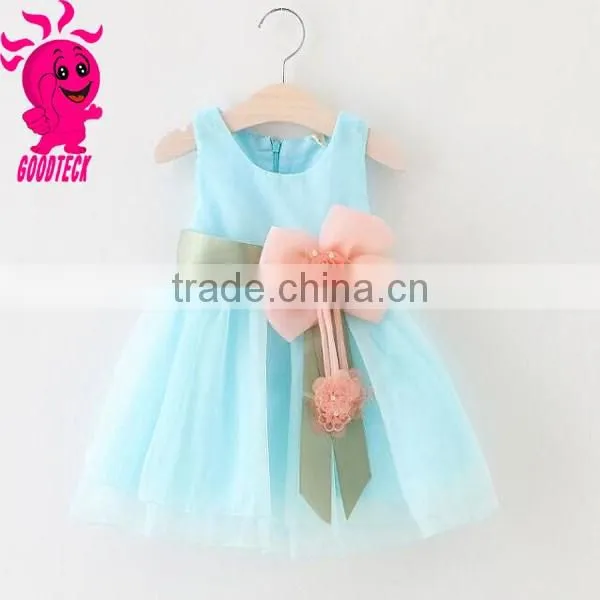 2016 new wholesaler baby princess christmas dresses girls skirt set with bowknot