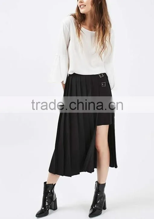 Fashion pleated women divided skirt women long skirt