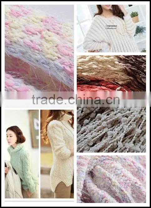 2014 new style multiple color polyester pompon and fancy yarn for knitting made in China