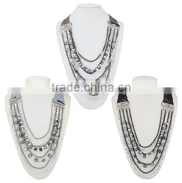 Fashion Vintage Jewelry Necklace 2014,Exotic Style Glass and Stone Beads Necklaces with Lace Collar for Wedding Bridal