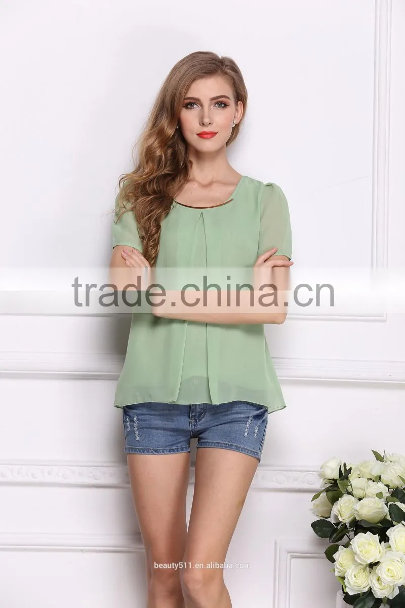Self cultivation Large Size Chiffon shirt Cool Chiffon shirt short sleeve SD102