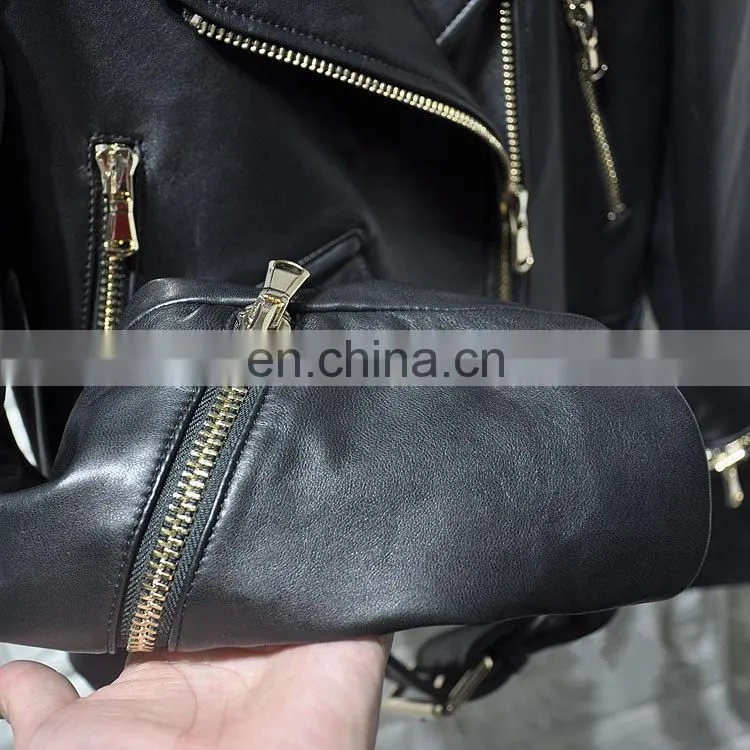High Fashion Real Leather Jacket Woman Cheap Short Leather Spring Jackets Women