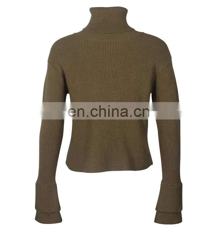 High neck knit wear girl sweater