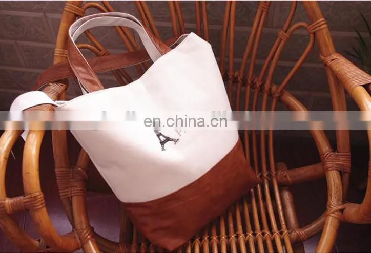 Paris mark double using Cheap durable canvas Satchel handbag