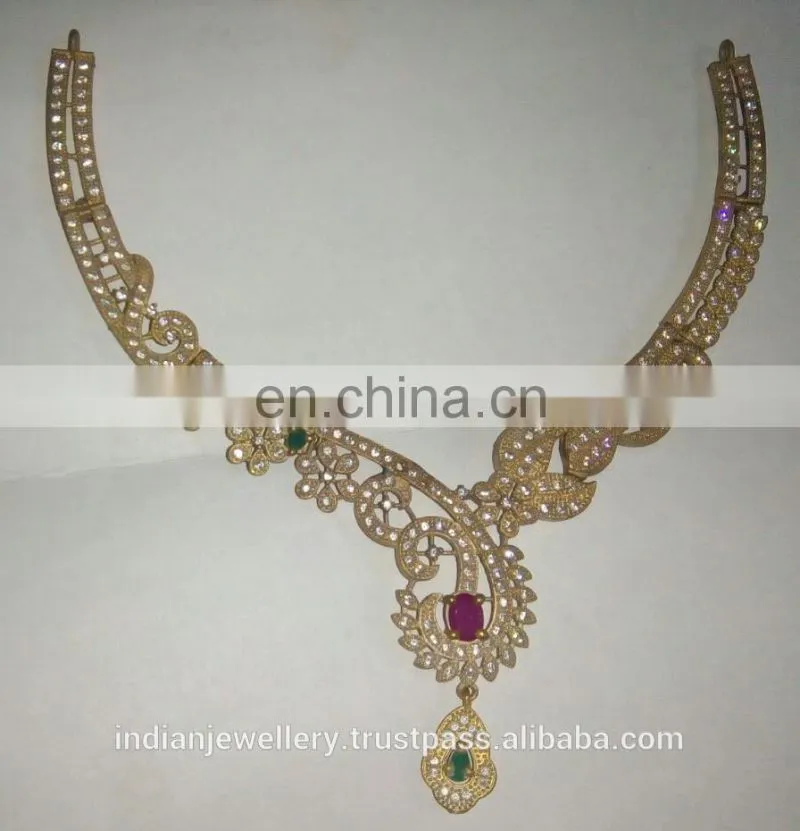 CZ jewelry necklace manufacturer,cubic zirconia necklace jewellery exporter