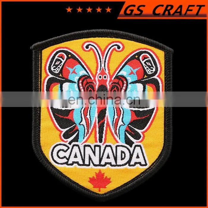 High quality custom logo bird woven decorative clothing patches