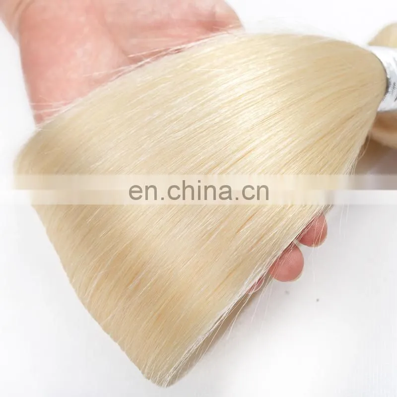 Remy hair color 613 blonde Brazilian hair closure and 3 bundles
