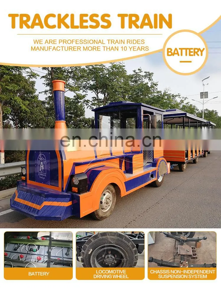Amusement Park Trackless Tourist Train Factory Price Battery trackless train ride Sightseeing train On Sale