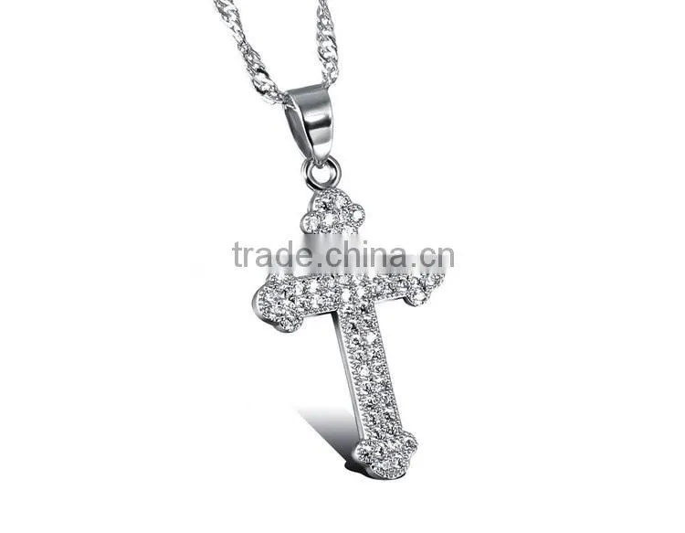 Drill microscope zircon set auger cross pendant gold plated necklace unisex lover gifts