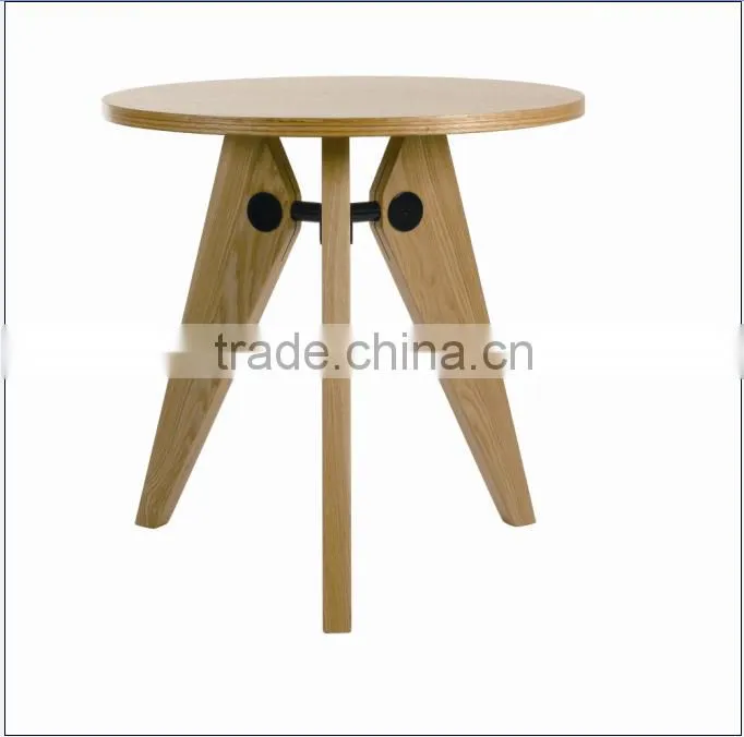 natural color wooden gueridon table by Jean Prouve for dining room
