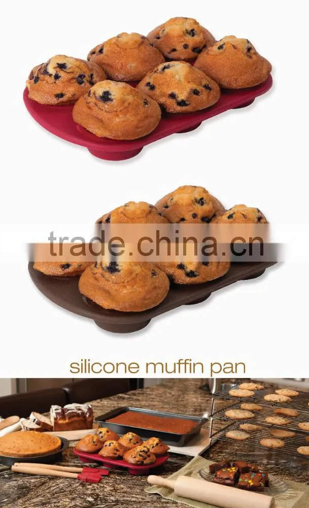 Silicone flexible non-stick muffin pan