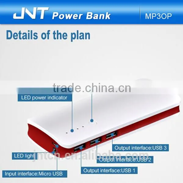 Factory direct deal power bank ,Professional power bank manufacturer 20000mah THRREE OUTPUT POWER BANK