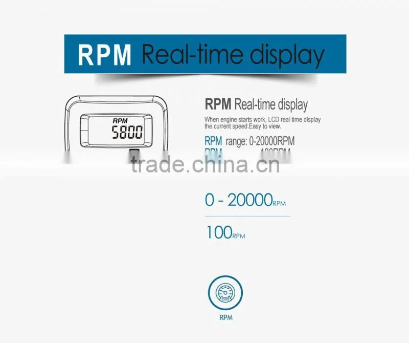 Runleader Waterproof Digital RPM Tachometer Hour Meter For ATV Mower Snowmobile Compressor Cutter Marine Tractor Glider
