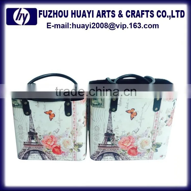 New design mini gift basket of empty customize pu leather basket for gift