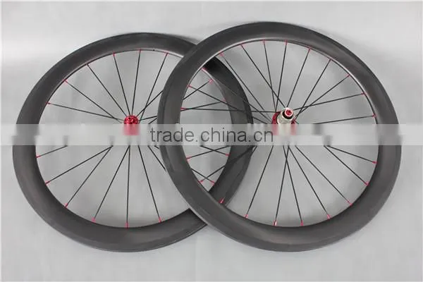 Full carbon fiber road bike wheelset red R13 hubs carbon bike wheels W56T