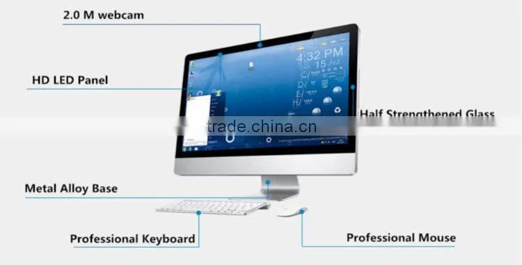 2015 NEW high quality barebone systerm 21.5 inch all in one barebone pc with SD card reaader and wifi all in one pc