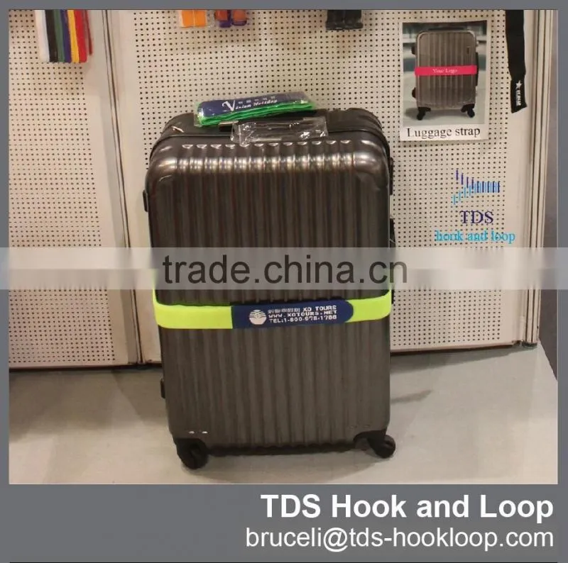 customized custom logo hook and loop luggage strap