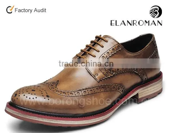 Brogue style leather dress formal shoes for men shoes wingtip shoes in china