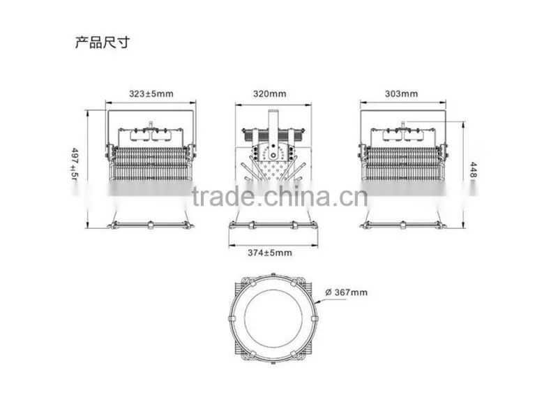 400w industrial high bay led light with 60 degree reflection cup
