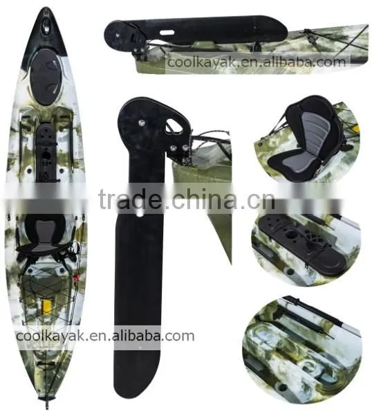 HDPE paddler plastic boat fishing kayak with pedals and rudder