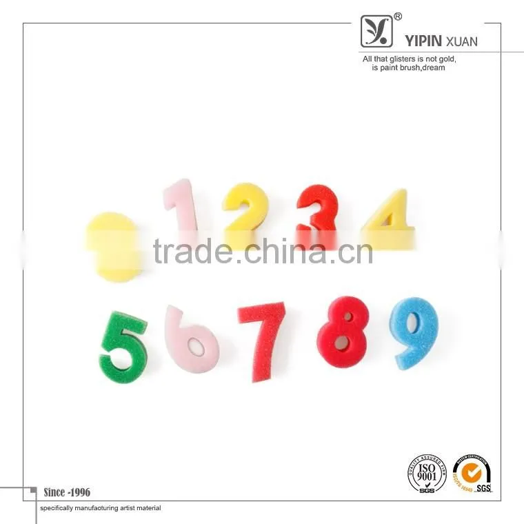 2016 Children DIY Colorful Digit Shape Mini Foam Brush