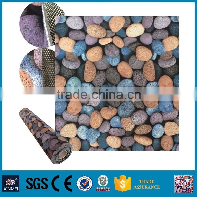 cobblestone printed brushed fabric pvc carpet roll