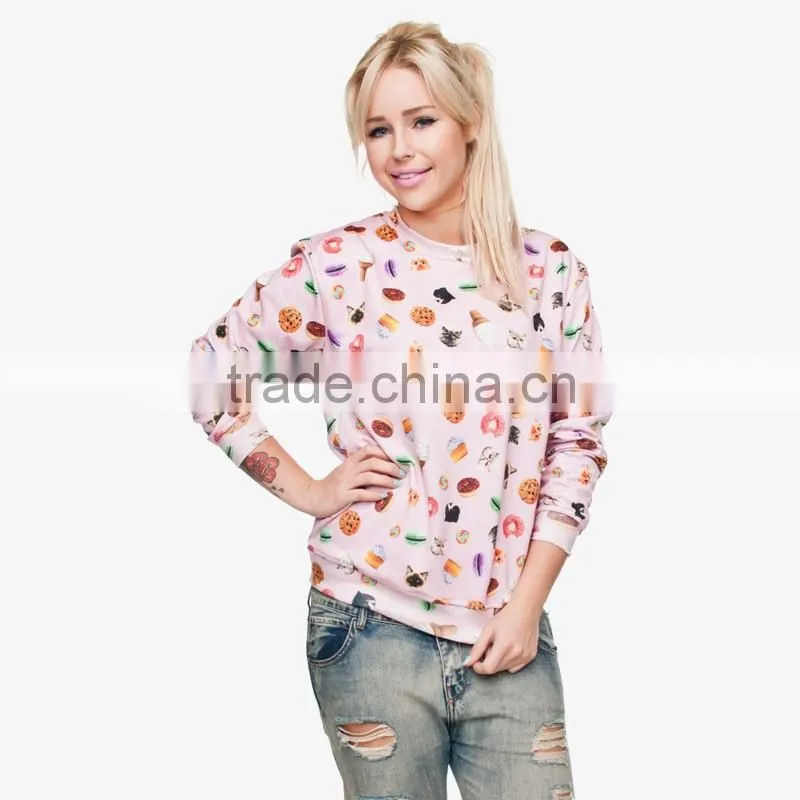 New design round neck pullover, custom 3D sublimation plain sweatshirt