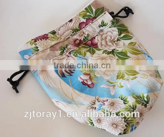 New Design Printed Small Cotton Fabric Drawstring Bag Jewelry Pouch