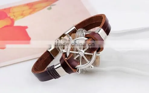 Factory wholesale rudder leather bracelet for men/
