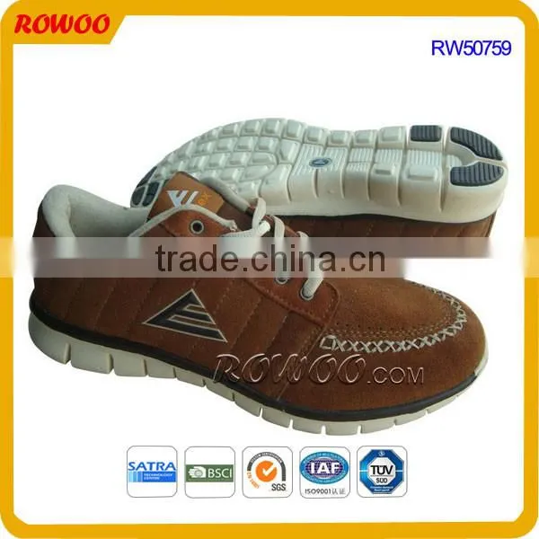 Genuine leather casual lace up sport shoes for male