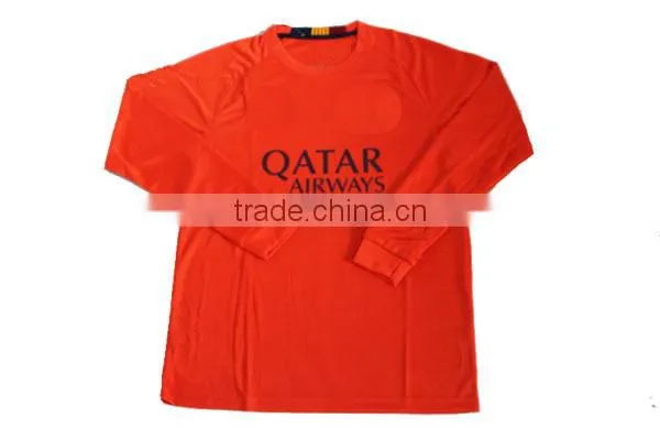 Long sleeve soccer uniform sublimation color orange for sale