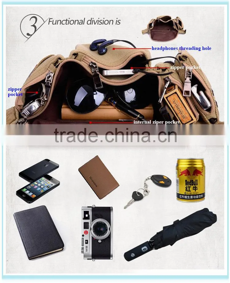 from alibab China factory vintage round canvas bag elegant waist bag