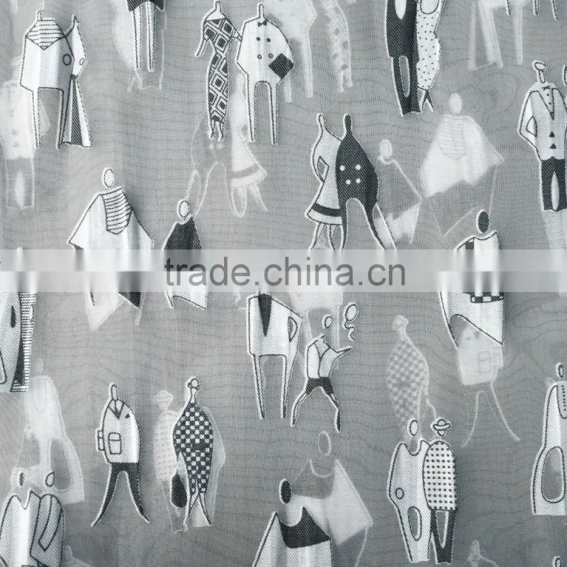Cheap T/R cutting motif woven organza fabric