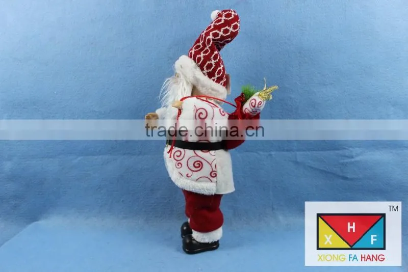 Cheerful Standing Santa Claus Christmas Figure with Presents