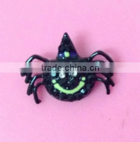 Stock Halloween 24*16mm candy corn rhinestone button with slider(BTN-5490)