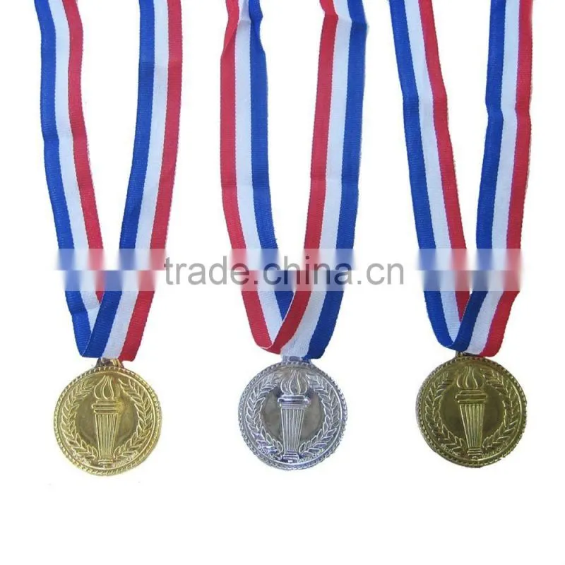 High Quality Promotional Souvenirs Plastic Gold Award Medals with Custom Purple Awareness Ribbon Design Sticker Label
