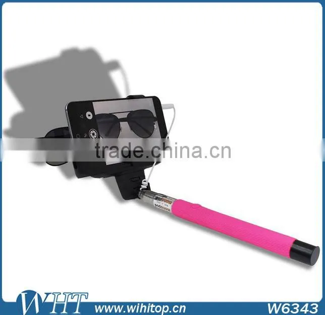 New Designer Extendable Wired Selfie Stick Handheld Monopod Self-pole Built-in Shutter With Mount Clip Holder