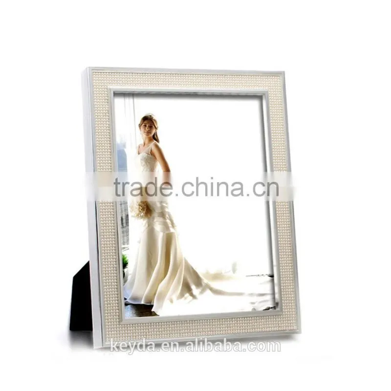 2015 hot design desktop rectangle shaped 10 inch pearl photo frame for wedding