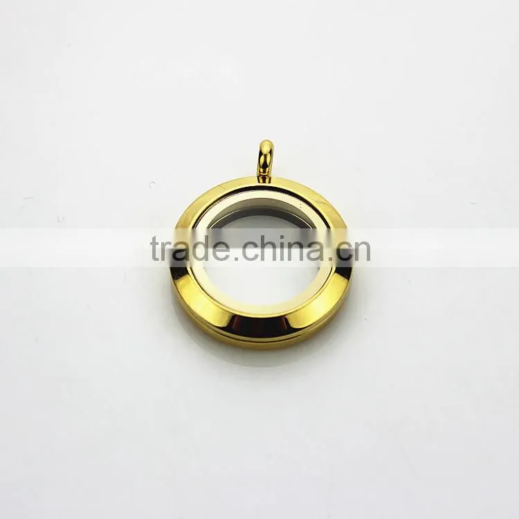 Beautiful 316L Stainless Steel Screw Rainbow Colors Plain 25mm Floating Glass Lockets Pendant