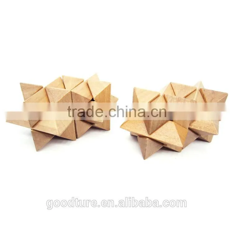 2015 Hot Sale Wooden IQ Intelligent Puzzle Magic Puzzle Kongming Lock Brain Teaser Model Number GAD1131