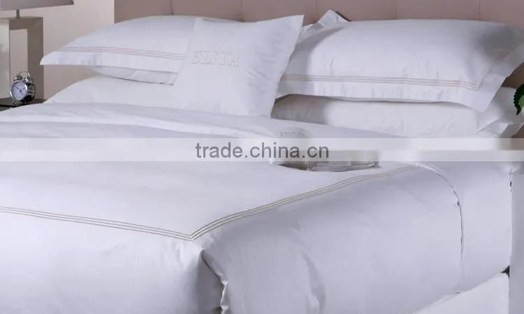 Linen Pro Full Size Plain Embroider Pure Cotton Hotel Linen Bedding Set