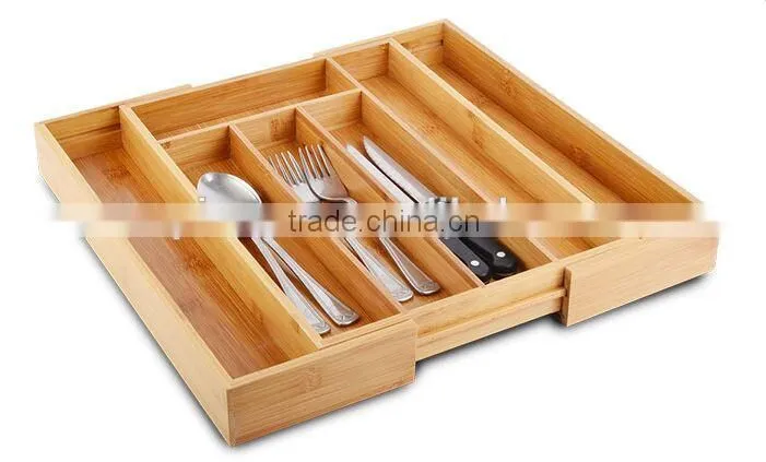 2015 Newest Bamboo Drawer Organizer Storage Kitchenware Stationery Boxes