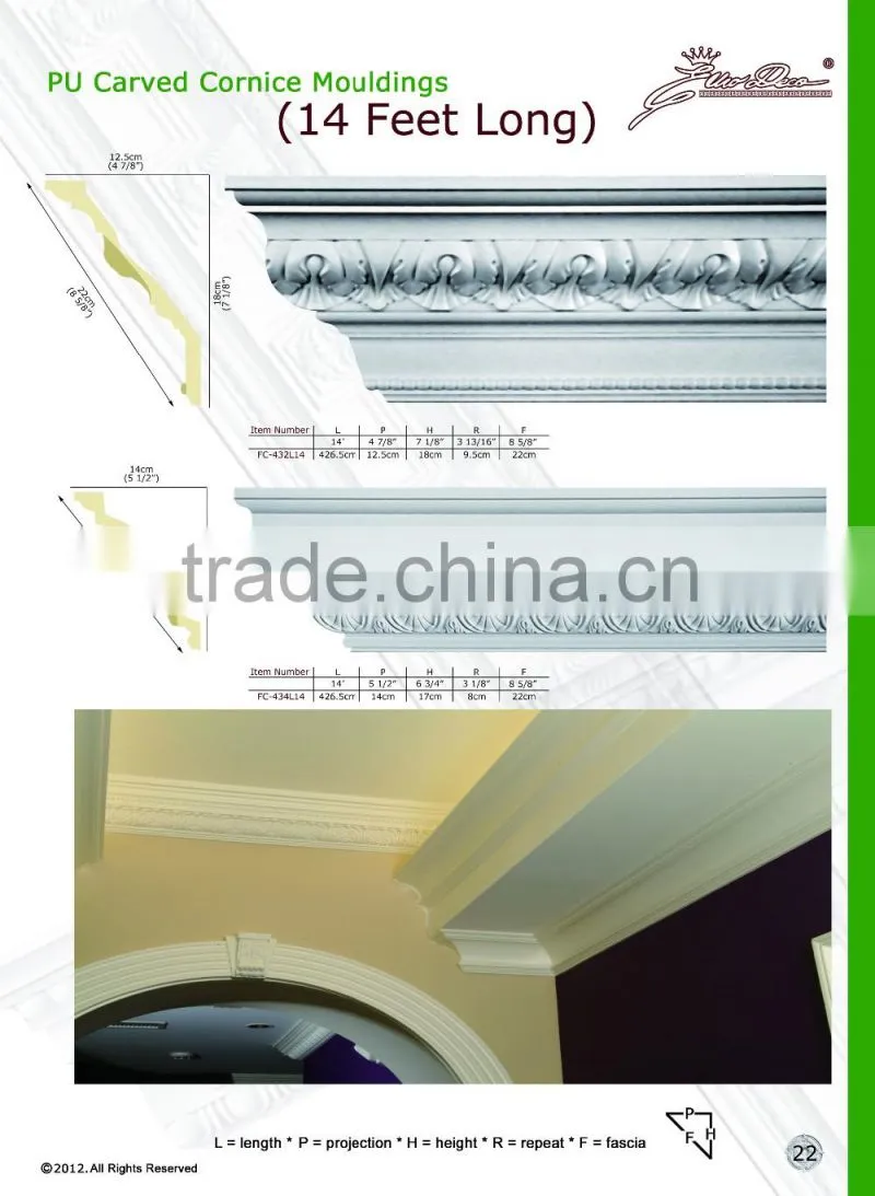 2016 Polystyrene High Quality beautiful PU decorative corbel eps cornice moulding
