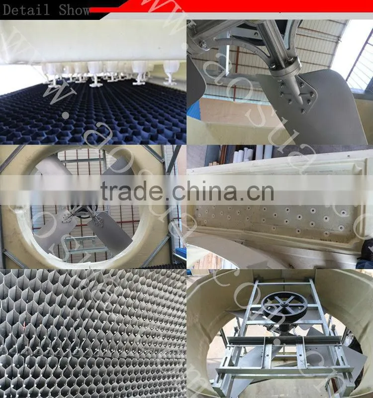 250Ton single fan high strength efficiency square cross flow cooling tower construction