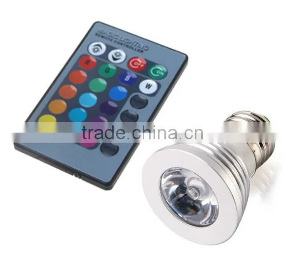 90-240V 16 Colors changing 3W E27 RGB LED Bulb Lamp Spotlight with Remote Control