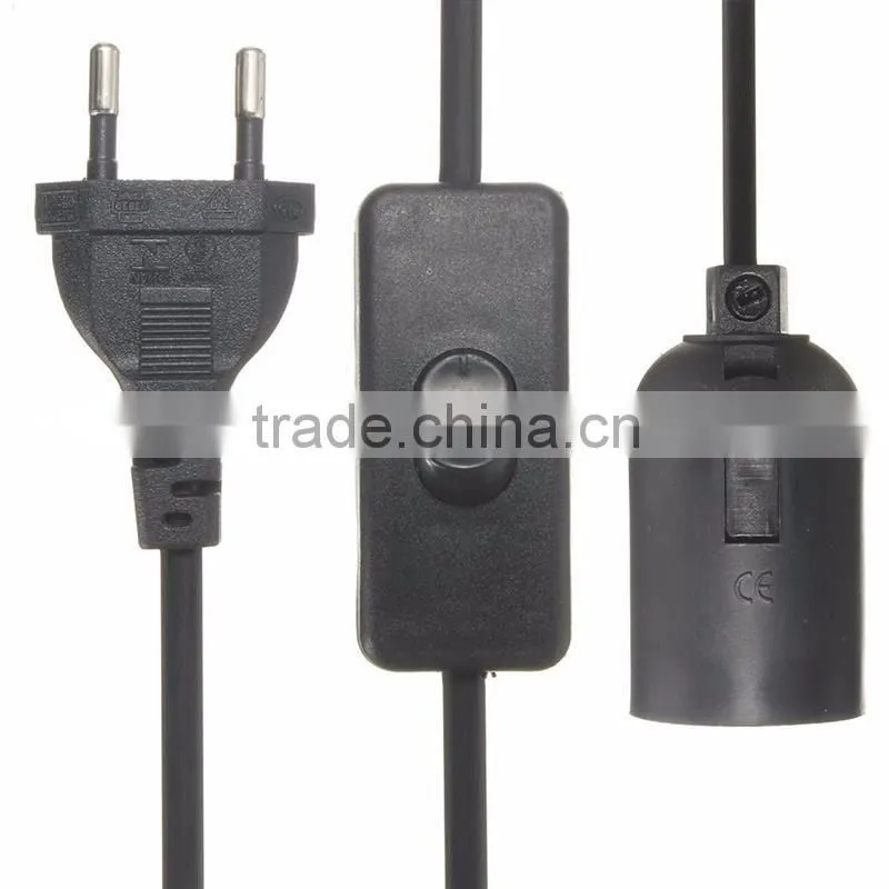 E27 1.5M Plug In Lamp Base Light Socket Switch Cable Vintage Antique Household Lamp Holder EU/UK Plug