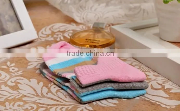 pink stripe cotton socks crew socks ankle socks