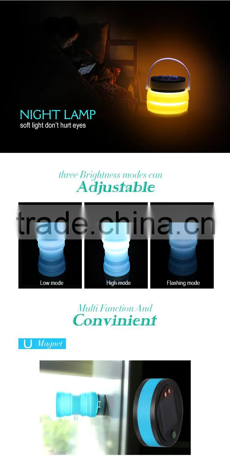 2016 SORBO Inflarable Silicone Solar Lantern/FDA Certifcated Drinking Bottle Lantern/Solar Flexible Flashlight with Emergency